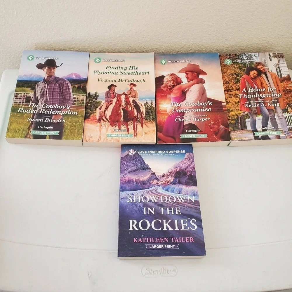 Harlequin Heartwarming Love Inspired Romance Books Lot 5 Larger Print Westerns